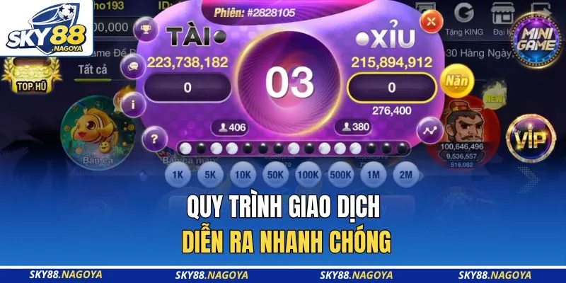 Quy trình giao dịch diễn ra nhanh chóng
